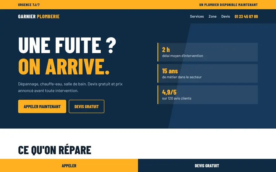 Le site Garnier Plomberie
